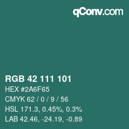 Code couleur: RGB 42 111 101 | qconv.com