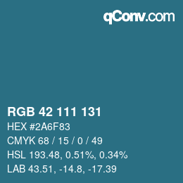 颜色代码: RGB 42 111 131 | qconv.com