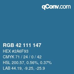 Color code: RGB 42 111 147 | qconv.com