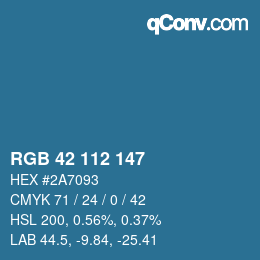 Color code: RGB 42 112 147 | qconv.com