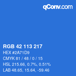 Color code: RGB 42 113 217 | qconv.com