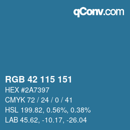 カラーコード: RGB 42 115 151 | qconv.com