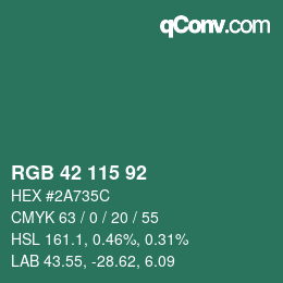 Color code: RGB 42 115 92 | qconv.com