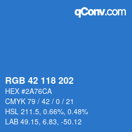 Color code: RGB 42 118 202 | qconv.com