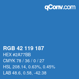Color code: RGB 42 119 187 | qconv.com
