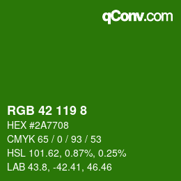 Color code: RGB 42 119 8 | qconv.com