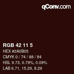 カラーコード: RGB 42 11 5 | qconv.com