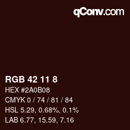 カラーコード: RGB 42 11 8 | qconv.com