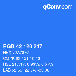カラーコード: RGB 42 120 247 | qconv.com