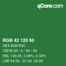 カラーコード: RGB 42 120 60 | qconv.com