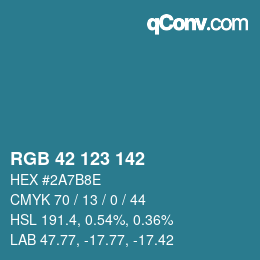 Color code: RGB 42 123 142 | qconv.com