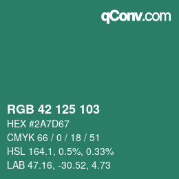 Color code: RGB 42 125 103 | qconv.com