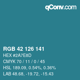 Color code: RGB 42 126 141 | qconv.com