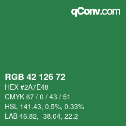 Color code: RGB 42 126 72 | qconv.com