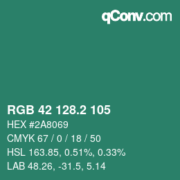 カラーコード: RGB 42 128.2 105 | qconv.com