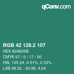 Color code: RGB 42 128.2 107 | qconv.com
