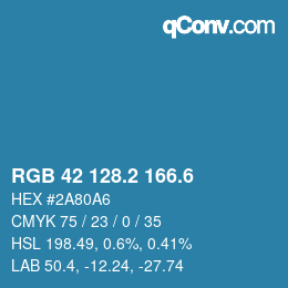 カラーコード: RGB 42 128.2 166.6 | qconv.com