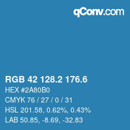 カラーコード: RGB 42 128.2 176.6 | qconv.com