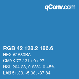 カラーコード: RGB 42 128.2 186.6 | qconv.com