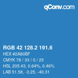 カラーコード: RGB 42 128.2 191.6 | qconv.com