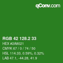 カラーコード: RGB 42 128.2 33 | qconv.com