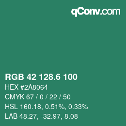 カラーコード: RGB 42 128.6 100 | qconv.com
