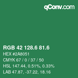 カラーコード: RGB 42 128.6 81.6 | qconv.com