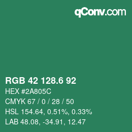 カラーコード: RGB 42 128.6 92 | qconv.com