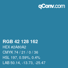 カラーコード: RGB 42 128 162 | qconv.com