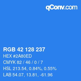 カラーコード: RGB 42 128 237 | qconv.com