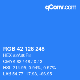 カラーコード: RGB 42 128 248 | qconv.com