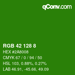 カラーコード: RGB 42 128 8 | qconv.com