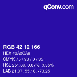 Color code: RGB 42 12 166 | qconv.com