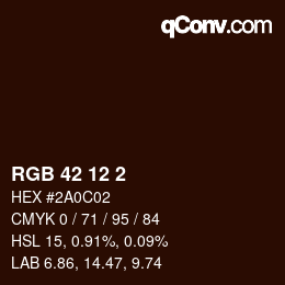Color code: RGB 42 12 2 | qconv.com