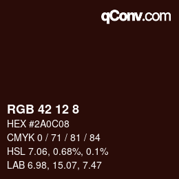 カラーコード: RGB 42 12 8 | qconv.com