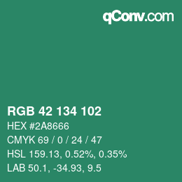 Color code: RGB 42 134 102 | qconv.com