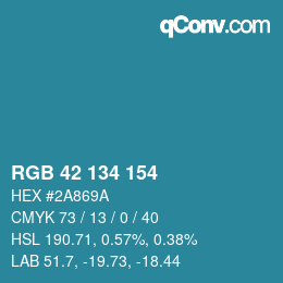 Color code: RGB 42 134 154 | qconv.com