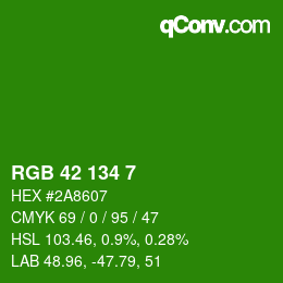 カラーコード: RGB 42 134 7 | qconv.com
