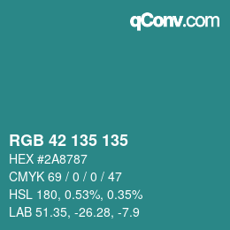 Color code: RGB 42 135 135 | qconv.com