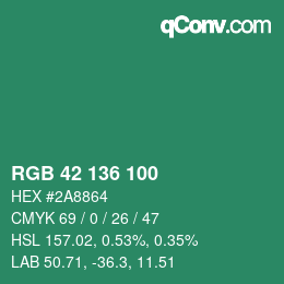Color code: RGB 42 136 100 | qconv.com