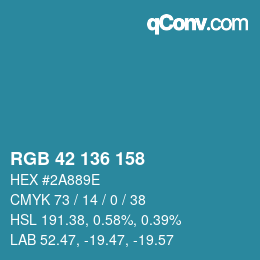 Color code: RGB 42 136 158 | qconv.com