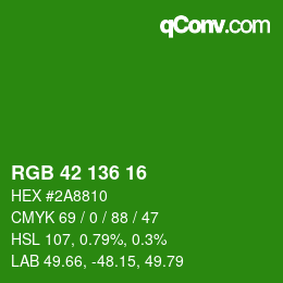 Color code: RGB 42 136 16 | qconv.com
