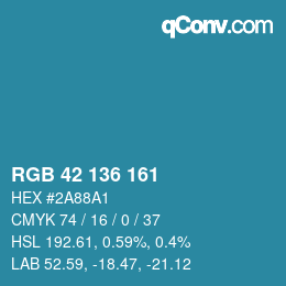 Color code: RGB 42 136 161 | qconv.com