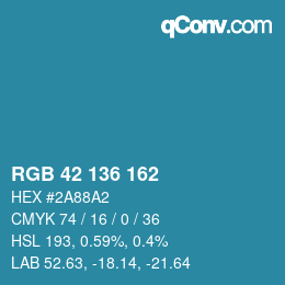 Color code: RGB 42 136 162 | qconv.com