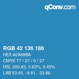 Color code: RGB 42 136 186 | qconv.com