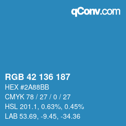 Color code: RGB 42 136 187 | qconv.com
