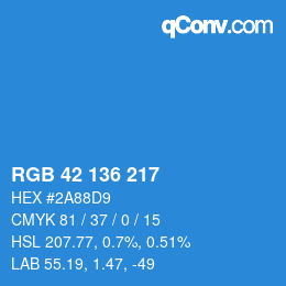 Color code: RGB 42 136 217 | qconv.com