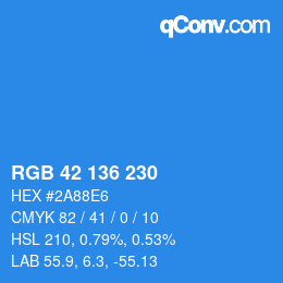 Color code: RGB 42 136 230 | qconv.com