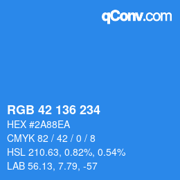 Color code: RGB 42 136 234 | qconv.com