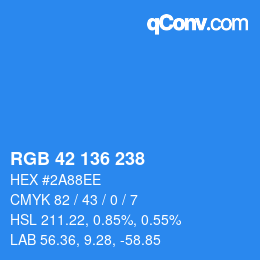 Color code: RGB 42 136 238 | qconv.com